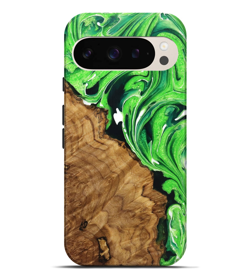 Pixel 9 Pro XL Wood Live Edge Phone Case - Delbert (Green, 724127)