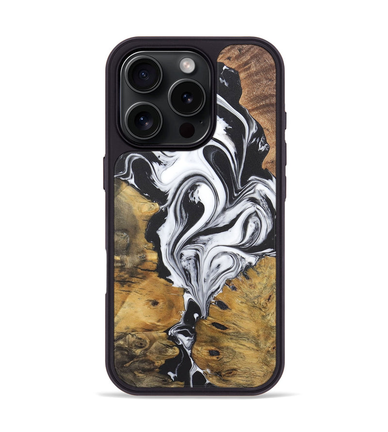 iPhone 16 Pro Wood Phone Case - Faith (Black & White, 724182)