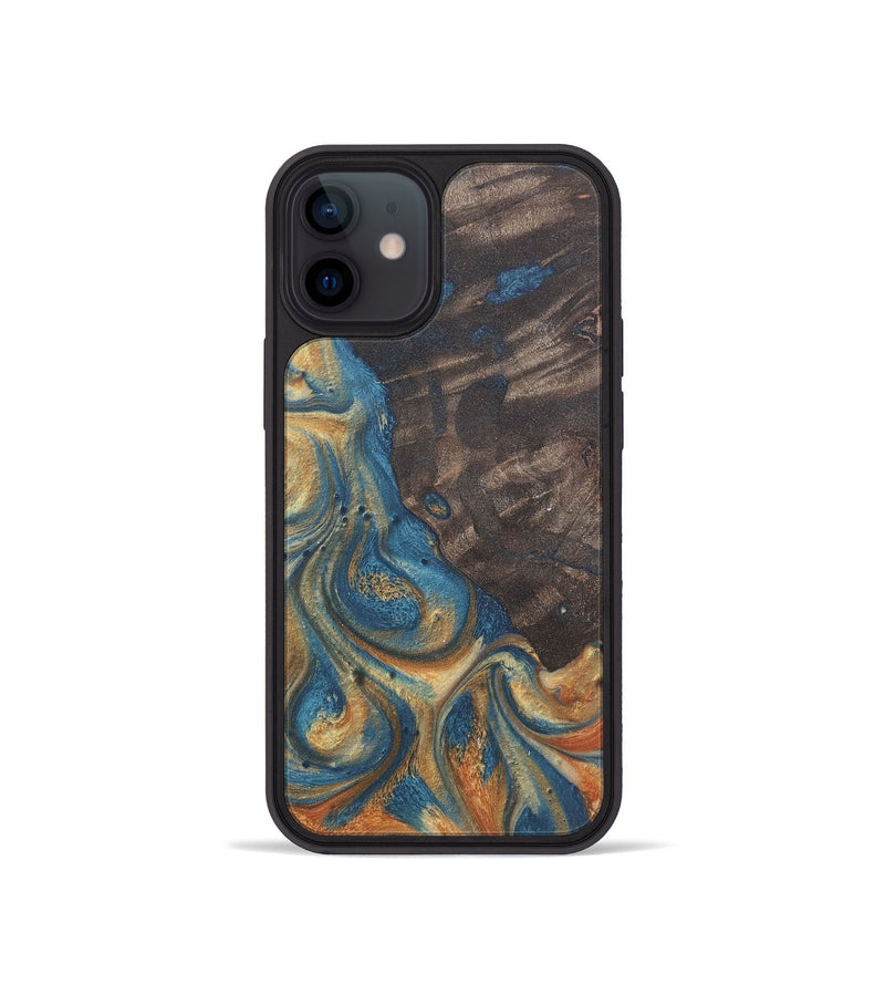 iPhone 12 mini Wood Phone Case - Giuliana (Teal & Gold, 724241)