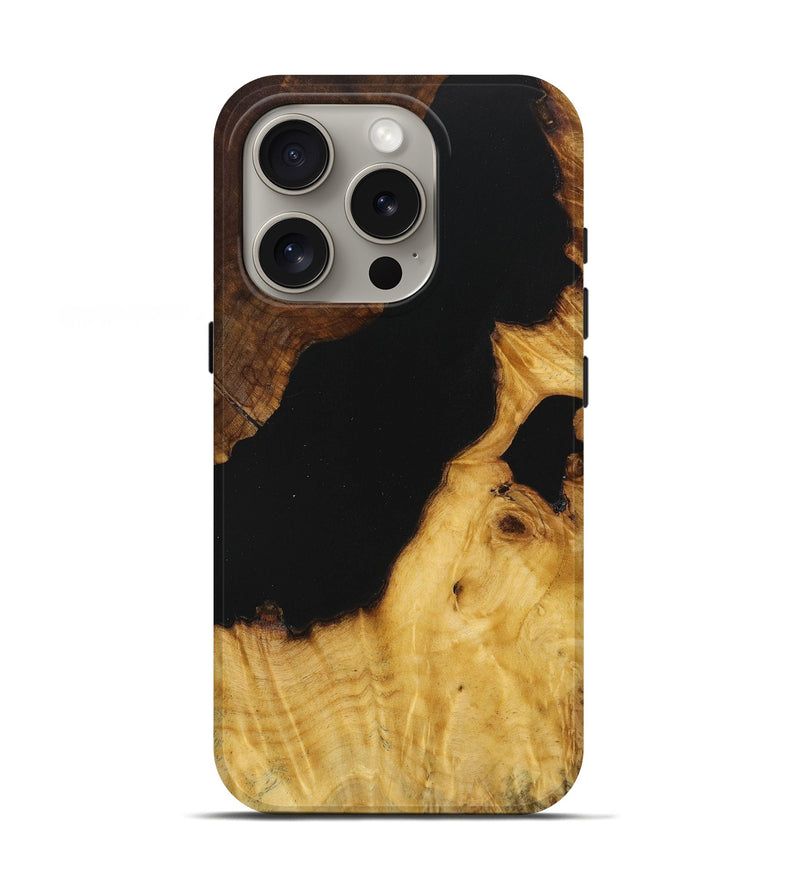 iPhone 16 Pro Wood Live Edge Phone Case - Tamara (Pure Black, 724254)