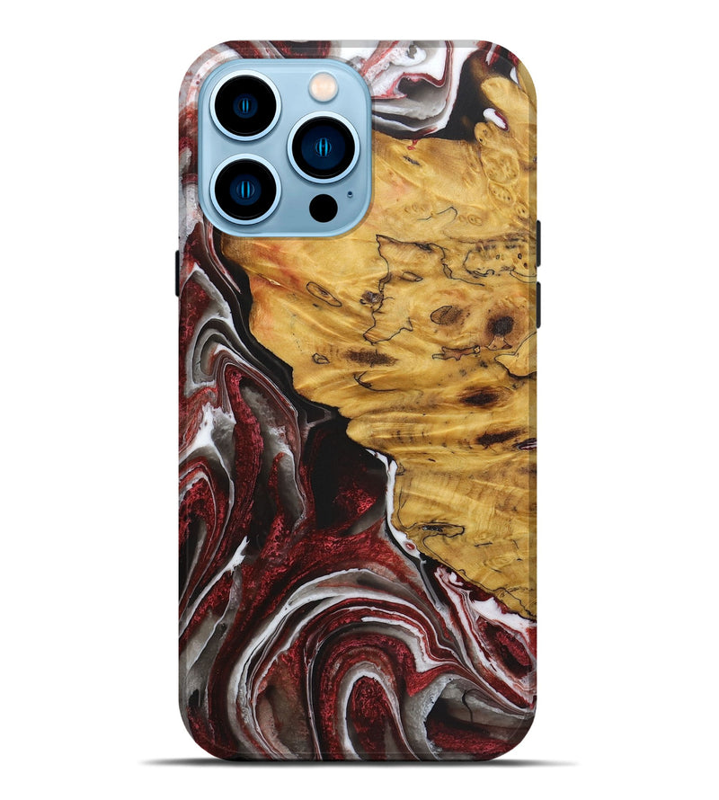 iPhone 14 Pro Max Wood Live Edge Phone Case - Aaliyah (Red, 724258)
