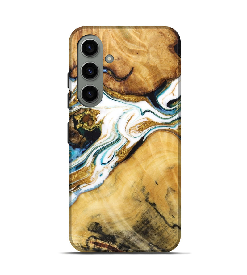 Galaxy S24 Wood Live Edge Phone Case - Darrell (Teal & Gold, 724263)