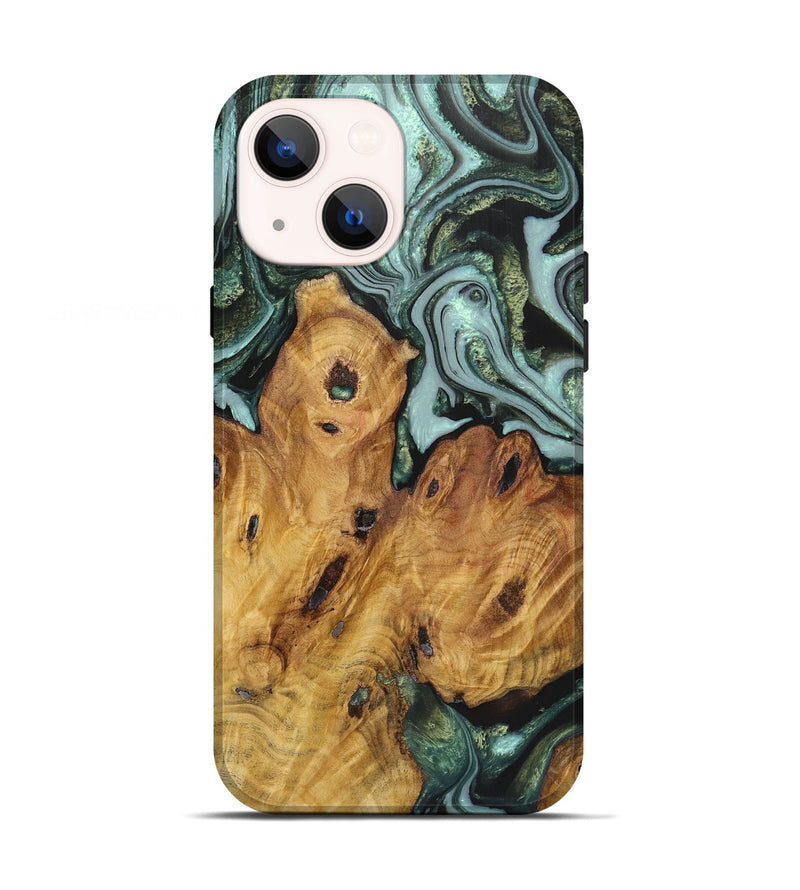 iPhone 13 Wood Live Edge Phone Case - Russell (Green, 724267)