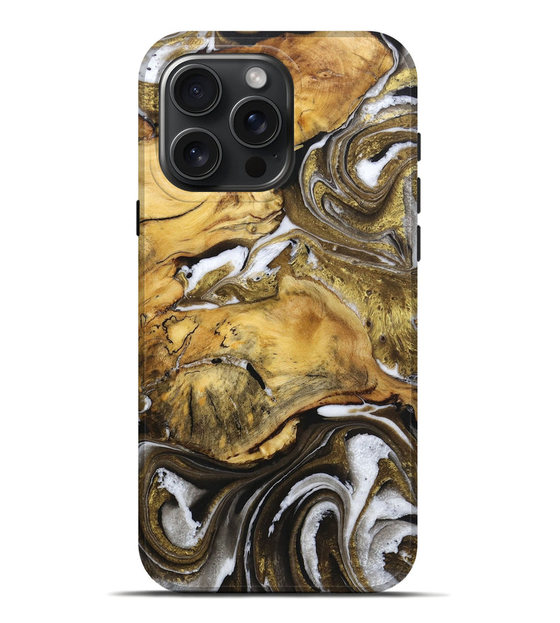 iPhone 16 Pro Max Wood Live Edge Phone Case - Bruce (Black & White, 724268)