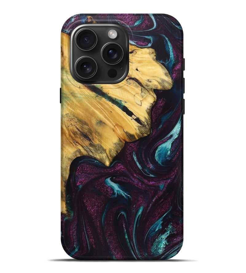 iPhone 16 Pro Max Wood Live Edge Phone Case - Deneen (Purple, 724292)