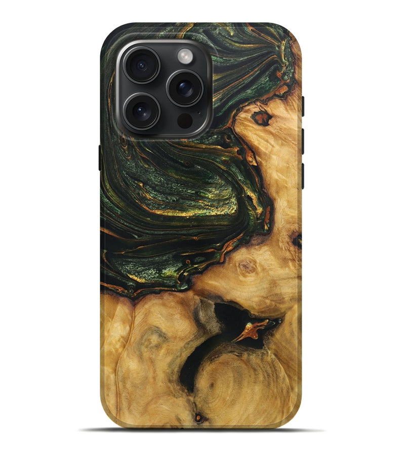 iPhone 16 Pro Max ResinArt Live Edge Phone Case - Rosemary (Teal & Gold, 724298)