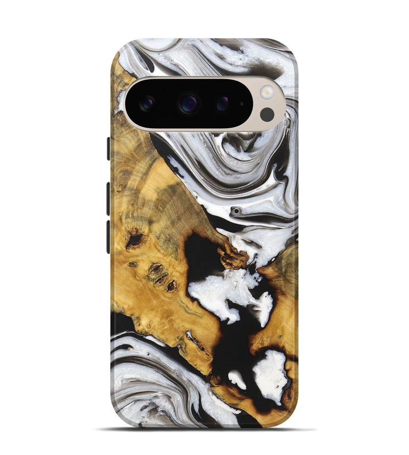 Pixel 9 Pro Wood Live Edge Phone Case - Solomon (Black & White, 724672)