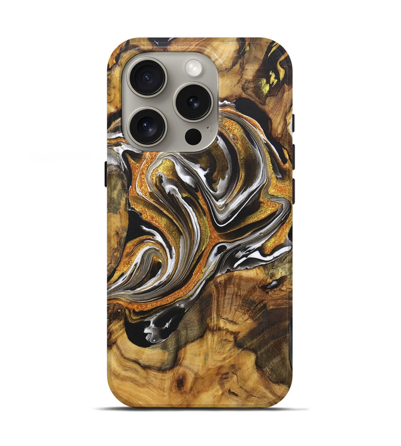 iPhone 16 Pro Wood Live Edge Phone Case - Dixie (Black & White, 724673)
