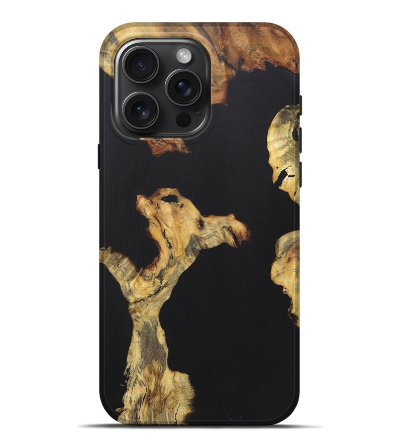 iPhone 16 Pro Max Wood Live Edge Phone Case - Nelson (Pure Black, 724674)