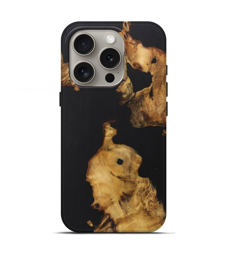iPhone 16 Pro Wood Live Edge Phone Case - Eddie (Pure Black, 724675)