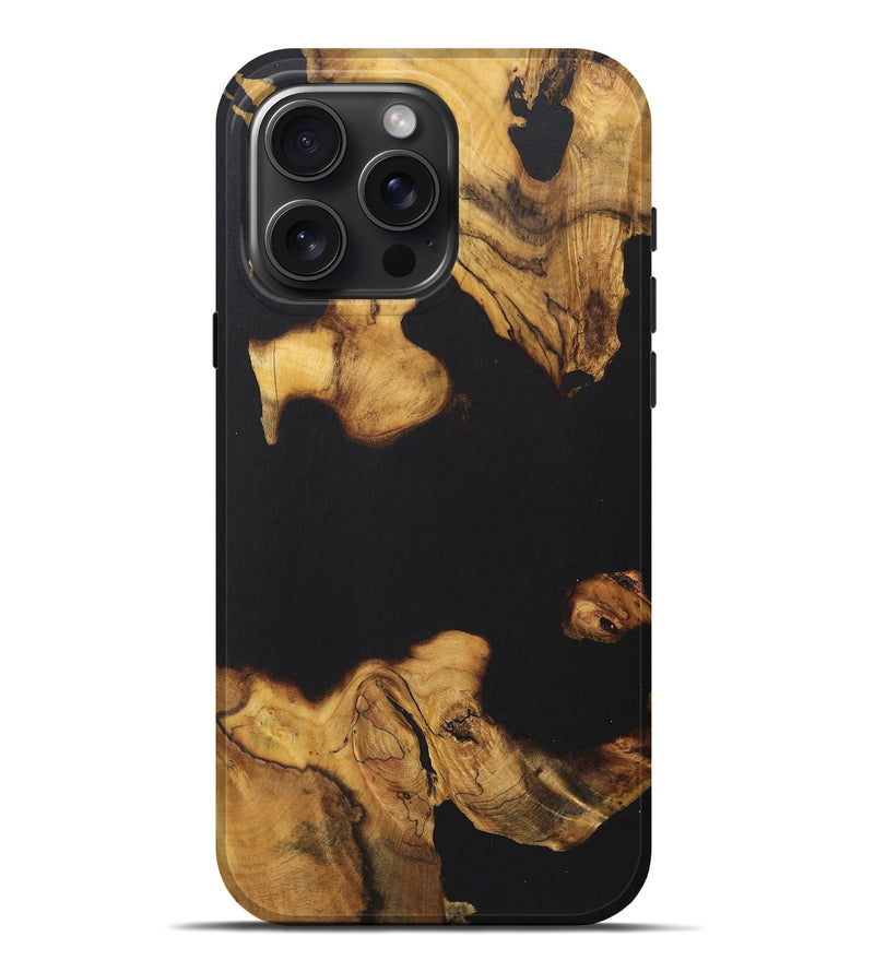 iPhone 16 Pro Max Wood Live Edge Phone Case - Halle (Pure Black, 724677)