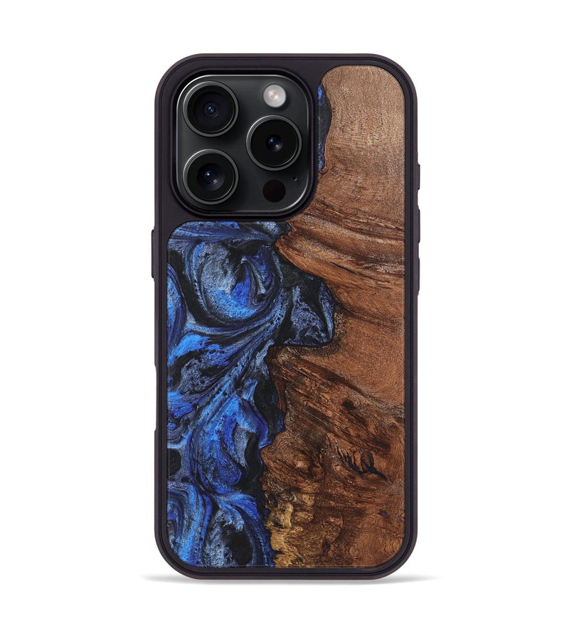 iPhone 16 Pro Wood Phone Case - Candice (Blue, 724754)