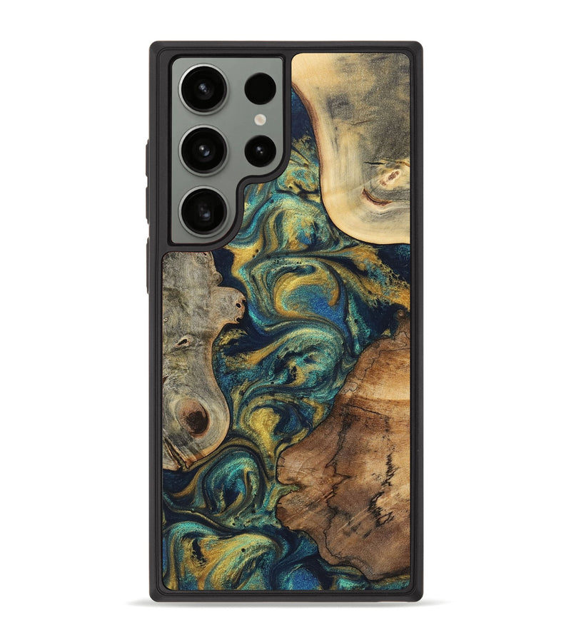 Galaxy S23 Ultra Wood Phone Case - Lyric (Teal & Gold, 724969)