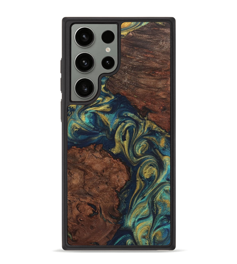 Galaxy S23 Ultra Wood Phone Case - Lainey (Teal & Gold, 724971)