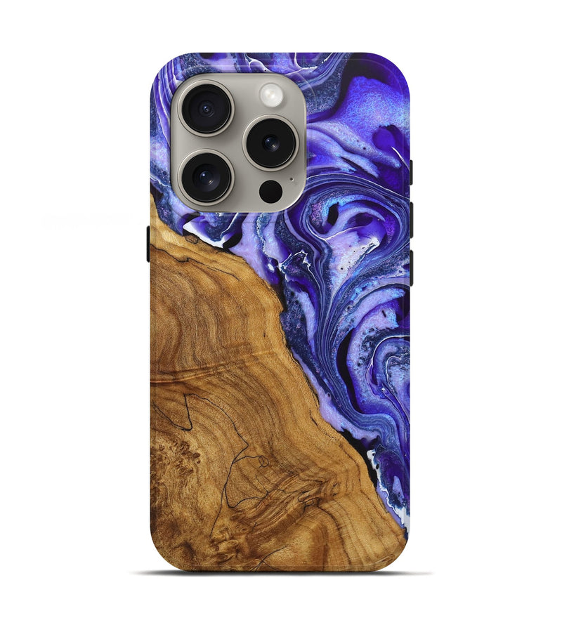iPhone 16 Pro Wood Live Edge Phone Case - Molly (Purple, 725077)