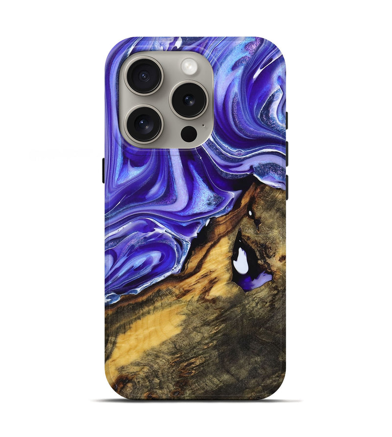 iPhone 16 Pro Wood Live Edge Phone Case - Dwight (Purple, 725078)