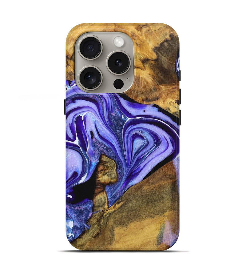 iPhone 16 Pro Wood Live Edge Phone Case - Clifford (Purple, 725079)
