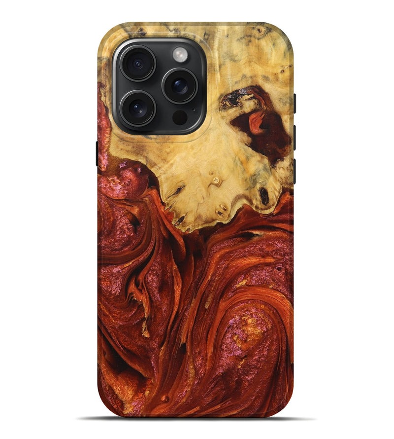 iPhone 16 Pro Max Wood Live Edge Phone Case - Alexander (Red, 725081)
