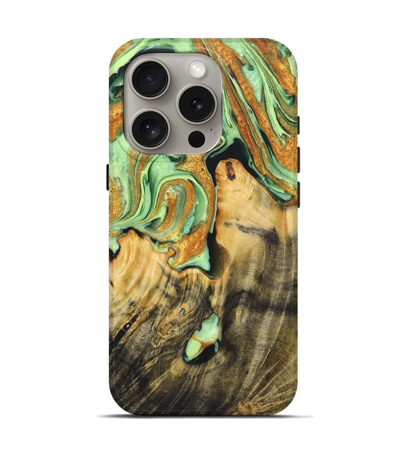 iPhone 16 Pro Wood Live Edge Phone Case - Easton (Green, 725086)