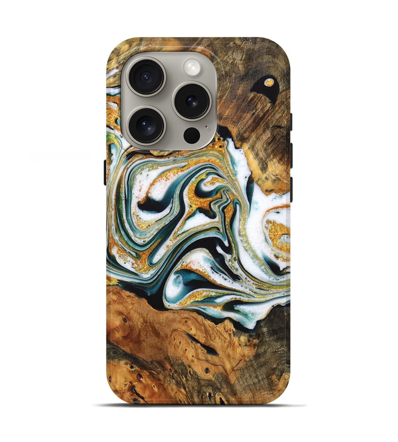 iPhone 16 Pro Wood Live Edge Phone Case - Albert (Black & White, 725260)