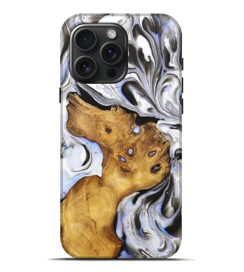 iPhone 16 Pro Max Wood Live Edge Phone Case - Cedric (Black & White, 725263)
