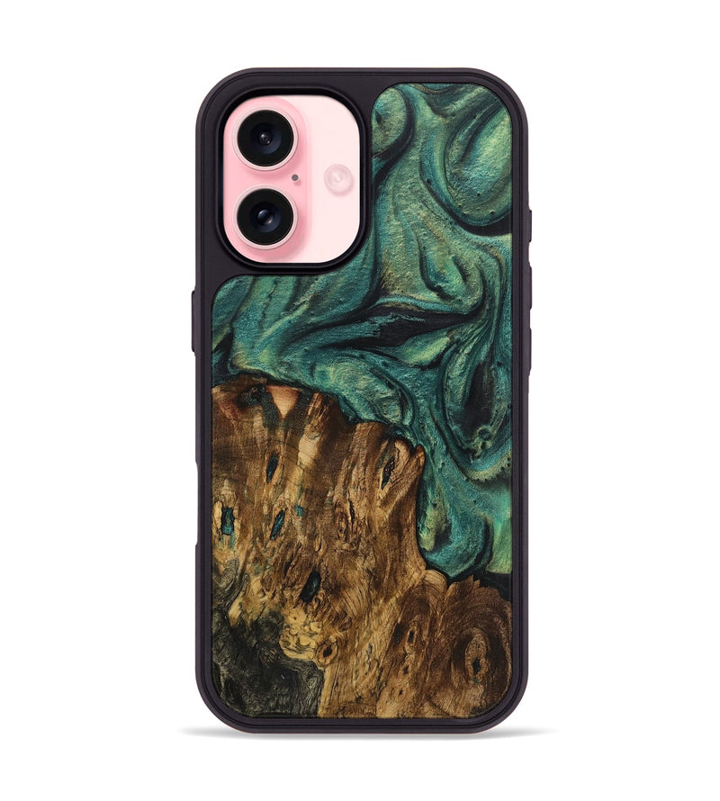 iPhone 16 Wood Phone Case - Amaya (Green, 725389)