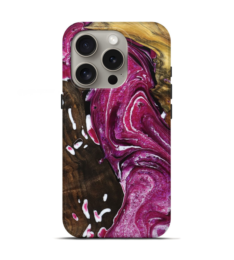 iPhone 16 Pro Wood Live Edge Phone Case - Rose (Purple, 725556)