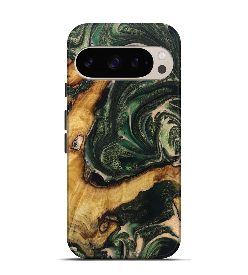 Pixel 9 Pro Wood Live Edge Phone Case - Teagan (Green, 725560)
