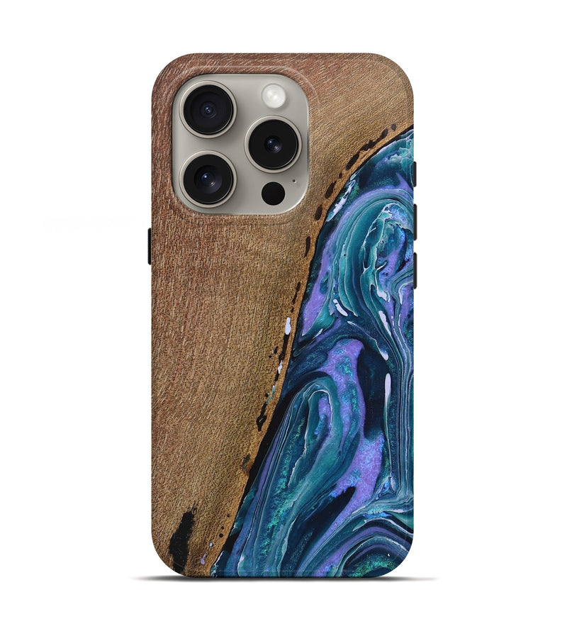 iPhone 16 Pro Wood Live Edge Phone Case - Gavin (Blue, 725578)