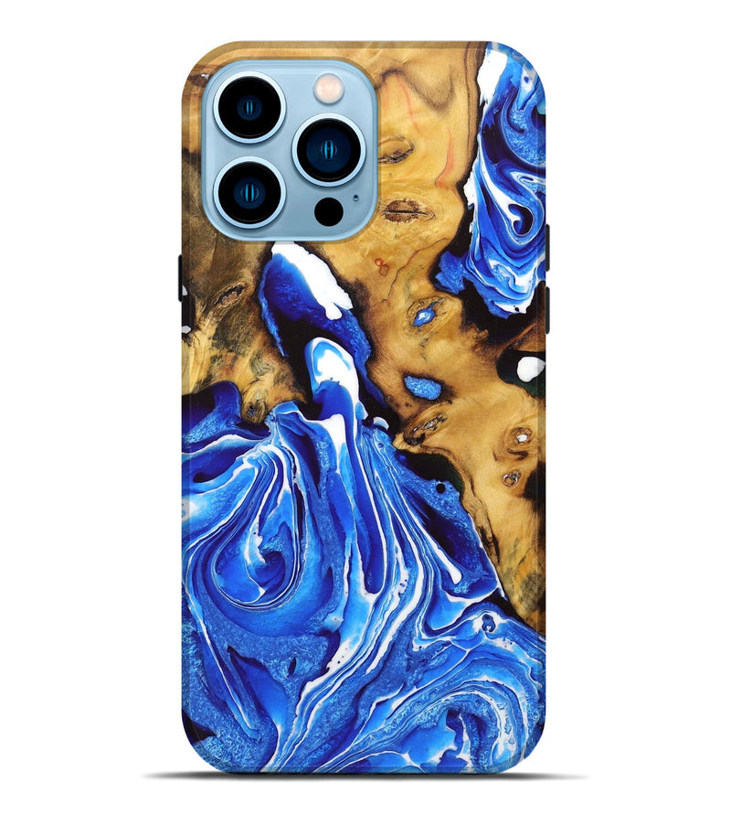 iPhone 14 Pro Max Wood Live Edge Phone Case - Benjamin (Blue, 725580)