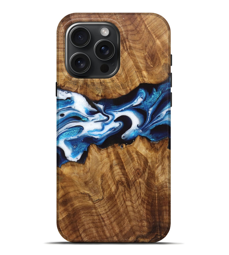 iPhone 16 Pro Max Wood Live Edge Phone Case - Dalton (Blue, 725583)