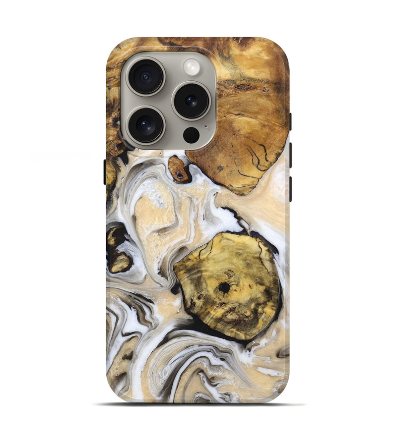 iPhone 16 Pro Wood Live Edge Phone Case - Sadie (Black & White, 725586)