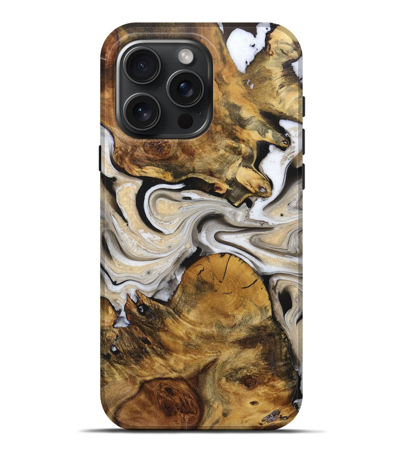 iPhone 16 Pro Max Wood Live Edge Phone Case - Karson (Black & White, 725587)