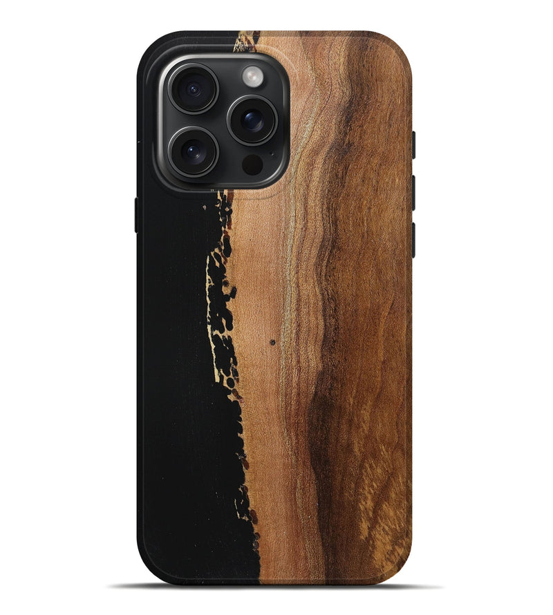 iPhone 16 Pro Max Wood Live Edge Phone Case - Ericka (Pure Black, 725591)
