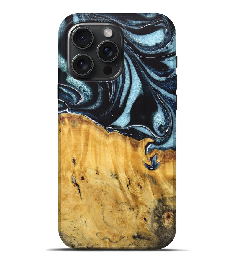 iPhone 16 Pro Max Wood Live Edge Phone Case - Sidney (Blue, 725600)