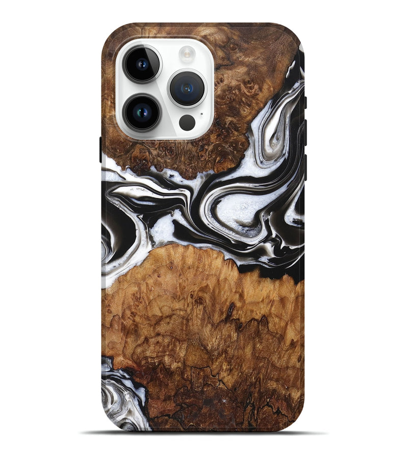 iPhone 15 Pro Max Wood Live Edge Phone Case - Irving (Black & White, 725612)