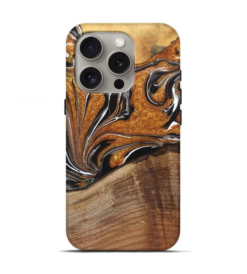 iPhone 16 Pro Wood Live Edge Phone Case - Daxton (Black & White, 725613)