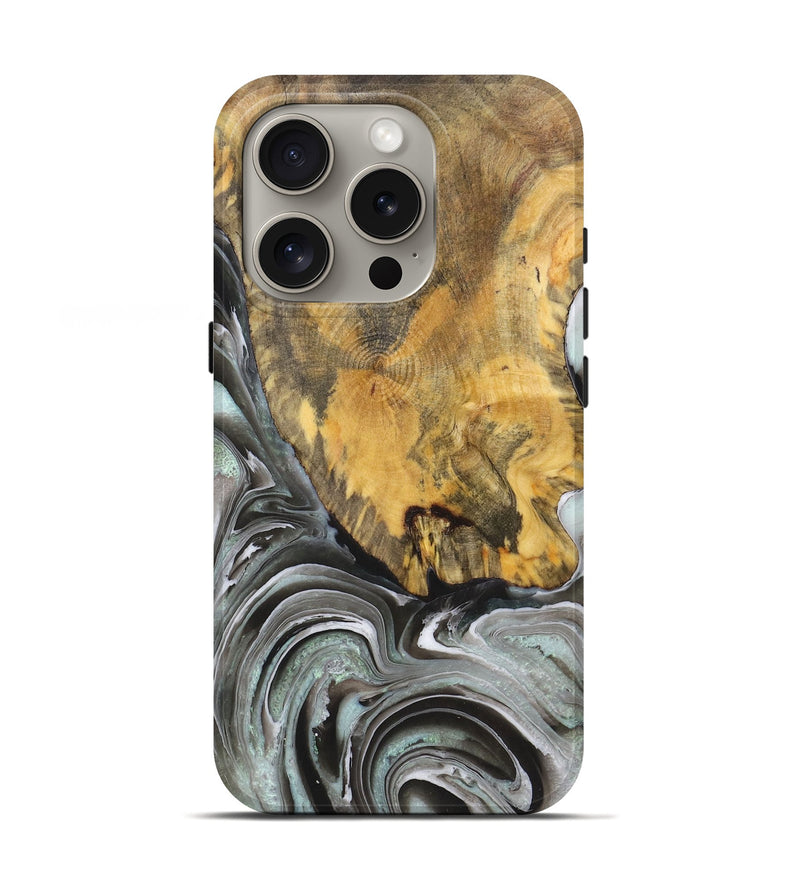 iPhone 16 Pro Wood Live Edge Phone Case - Bessie (Black & White, 725619)