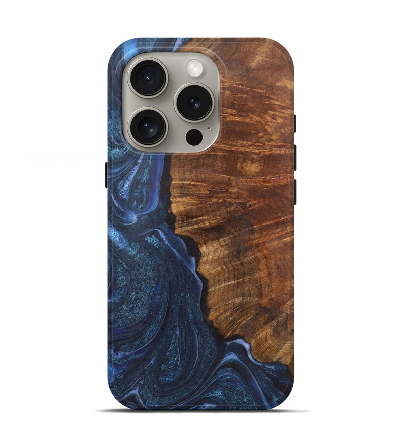 iPhone 16 Pro Wood Live Edge Phone Case - Branden (Blue, 725745)