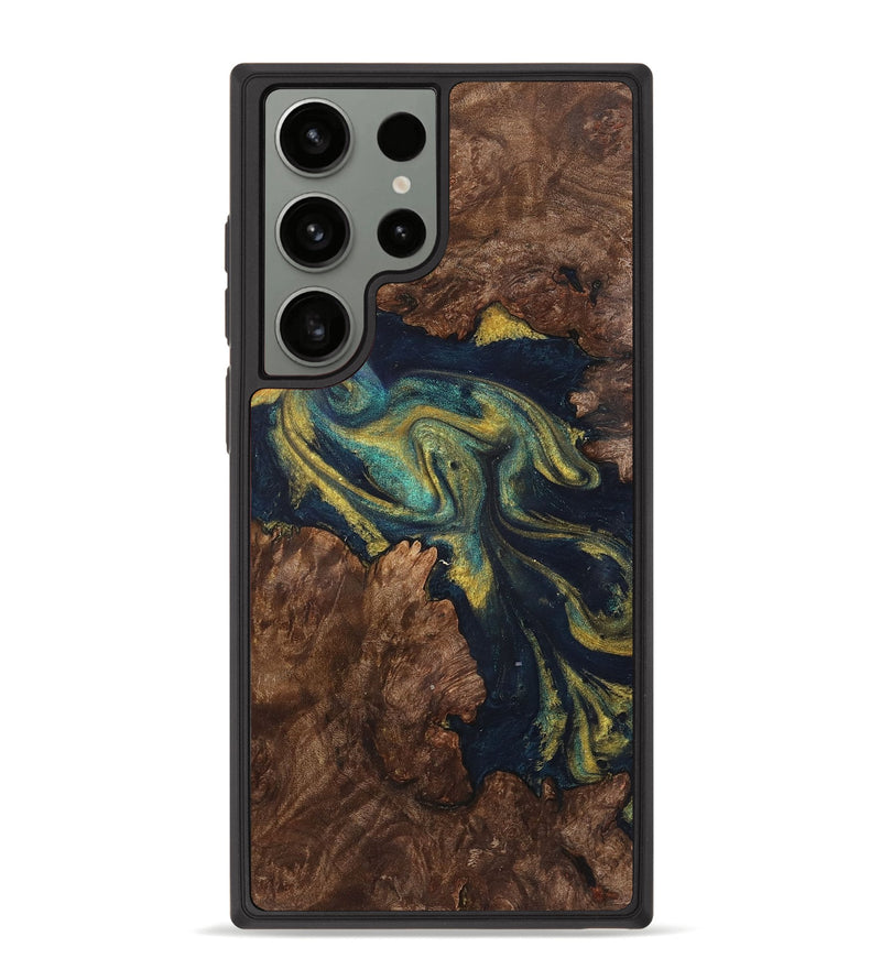 Galaxy S23 Ultra Wood Phone Case - Wilbert (Teal & Gold, 725780)