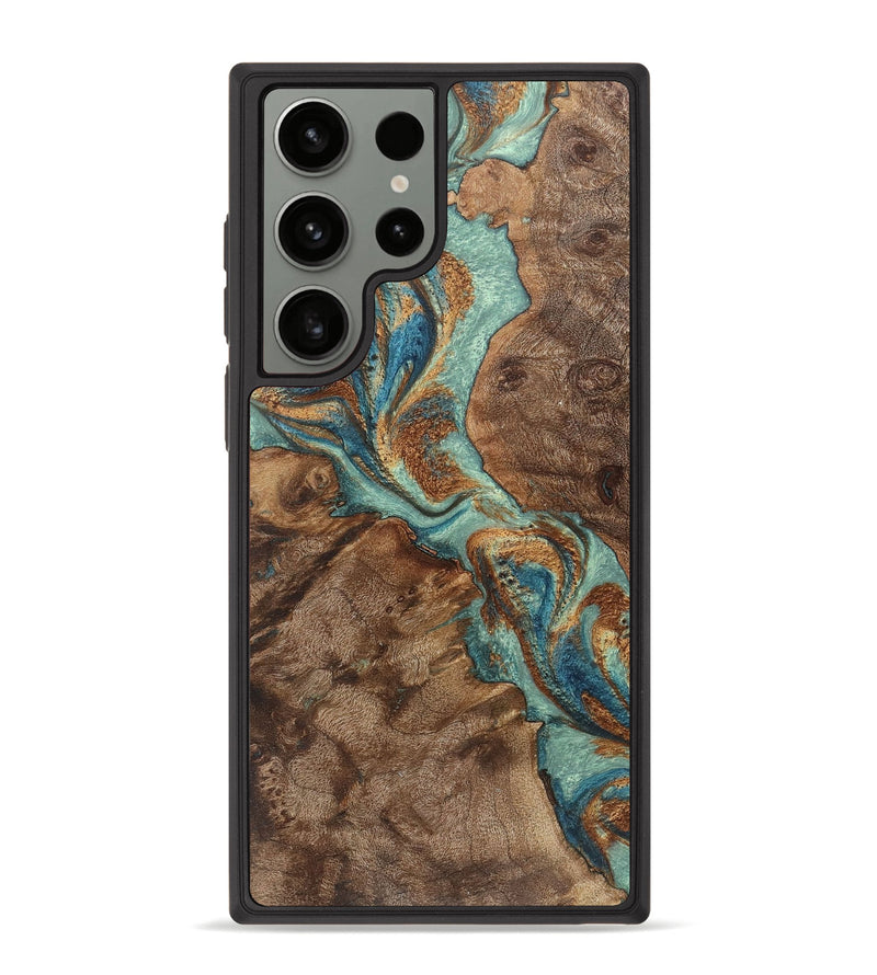 Galaxy S23 Ultra Wood Phone Case - Lucy (Teal & Gold, 725792)