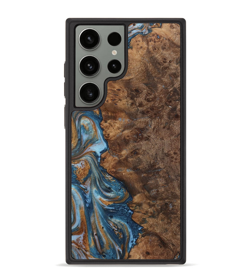Galaxy S23 Ultra Wood Phone Case - Erma (Teal & Gold, 725809)