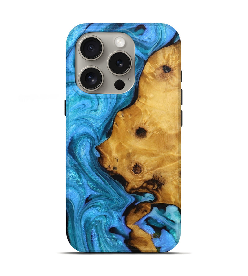 iPhone 16 Pro Wood Live Edge Phone Case - Rosemary (Blue, 726531)