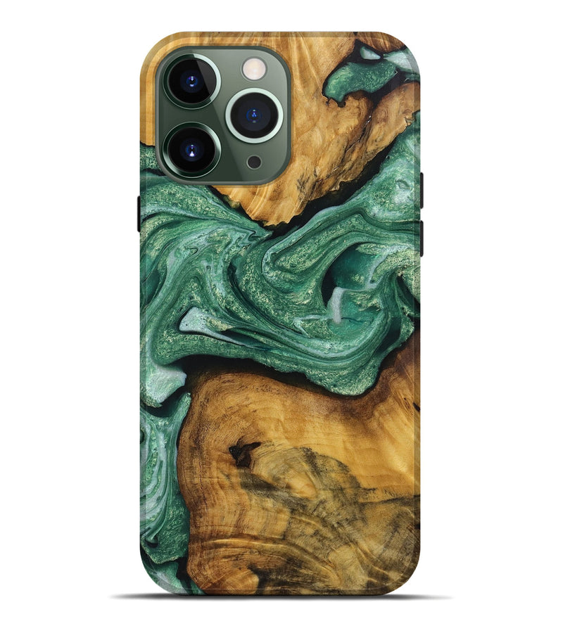 iPhone 13 Pro Max Wood Live Edge Phone Case - Janelle (Green, 726534)
