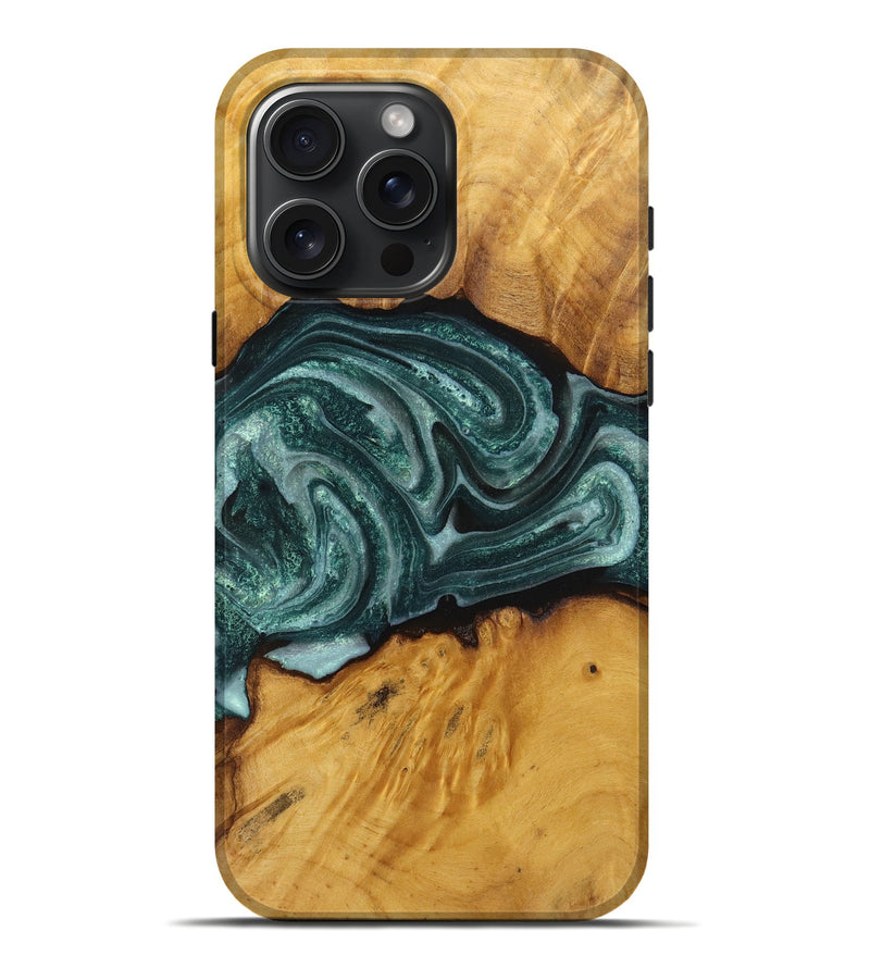 iPhone 16 Pro Max Wood Live Edge Phone Case - Daisy (Green, 726536)