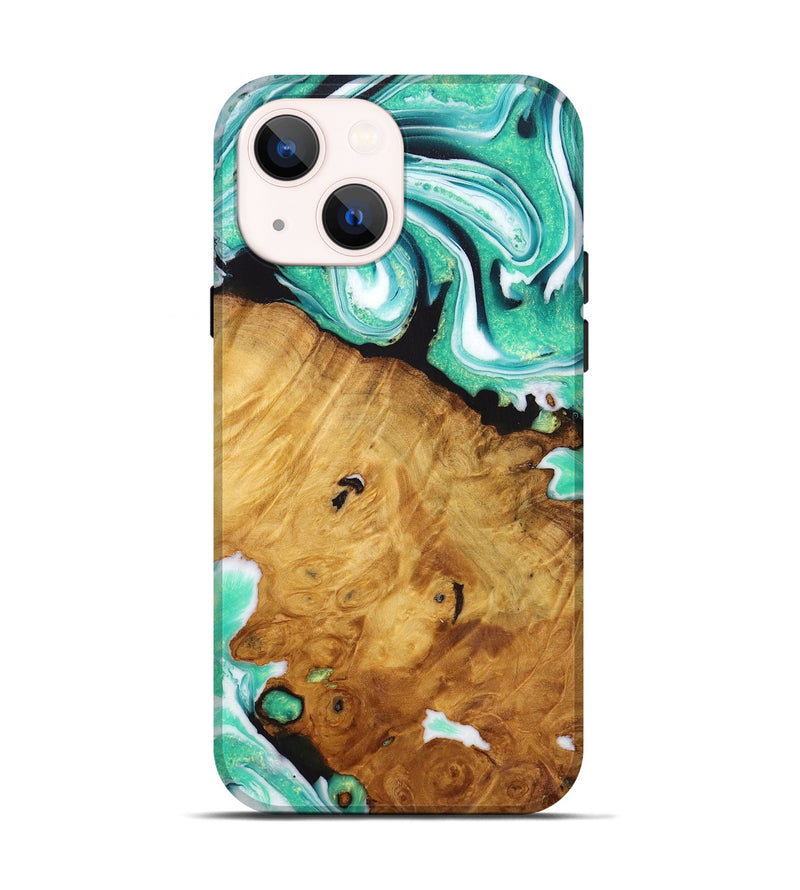 iPhone 14 Wood Live Edge Phone Case - Maxine (Green, 726537)