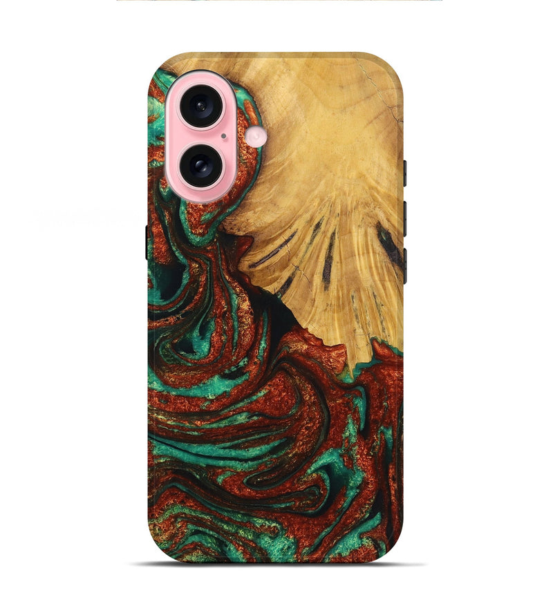 iPhone 16 Wood Live Edge Phone Case - Penelope (Green, 726538)