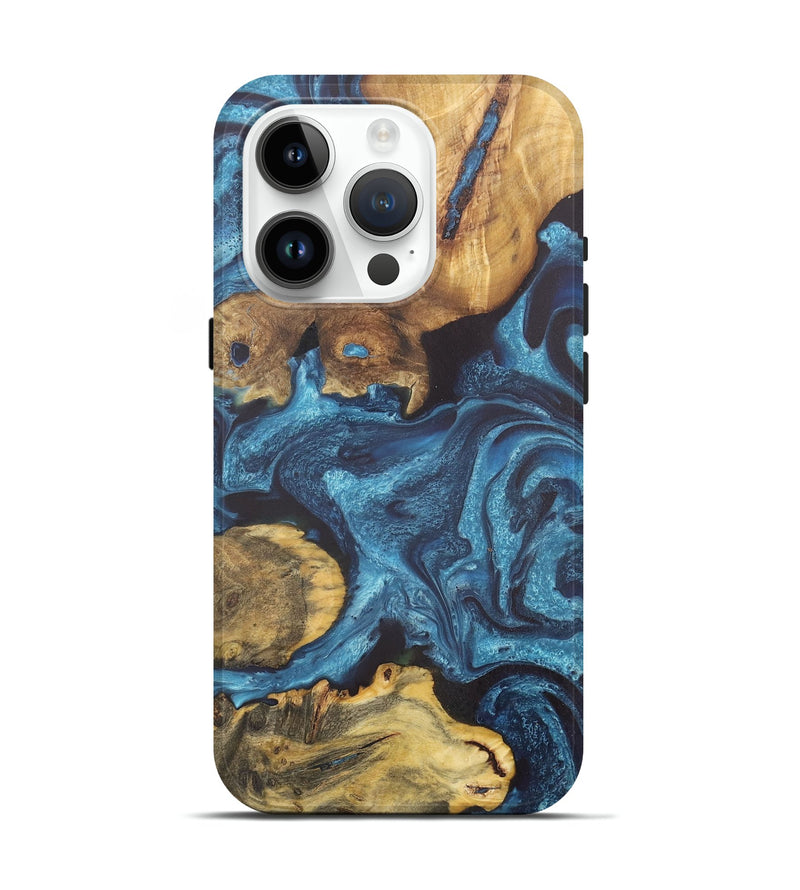 iPhone 15 Pro Wood Live Edge Phone Case - Kaden (Blue, 726612)