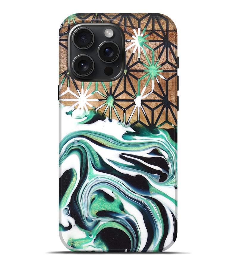 iPhone 16 Pro Max Wood Live Edge Phone Case - Zander (Blue, 726619)
