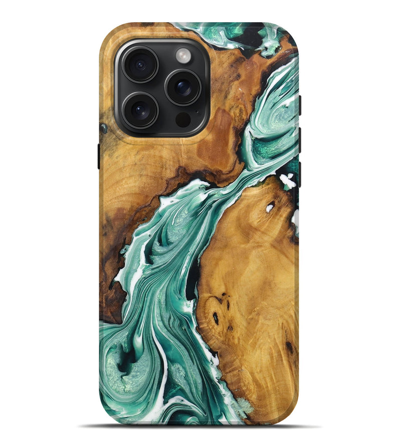 iPhone 16 Pro Max Wood Live Edge Phone Case - Mikaela (Green, 726644)